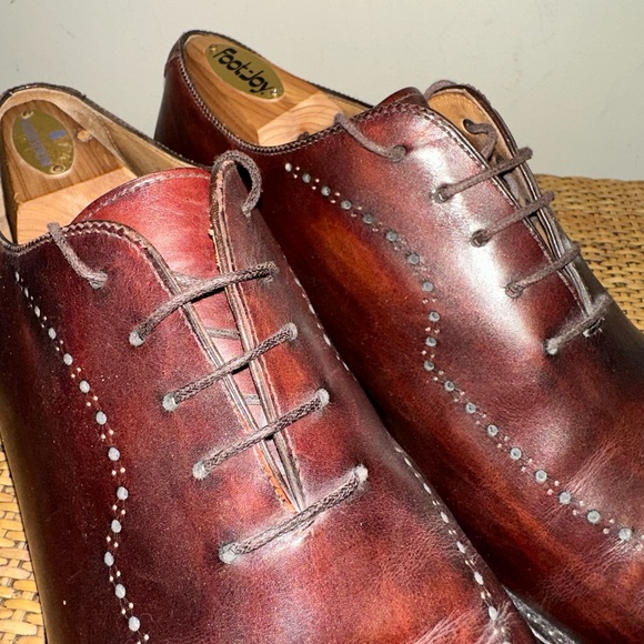 BONTONI Men’s Size 11 Whole Cut Brogue Perforated Brown Leather Lace Up Shoes - Picture 3 of 14